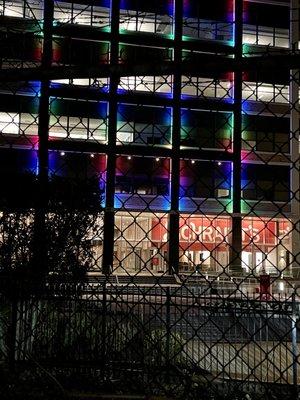 The Schrafft's back of the Building which once housed the Famous Candy Factory once again lights up the night skies of Boston