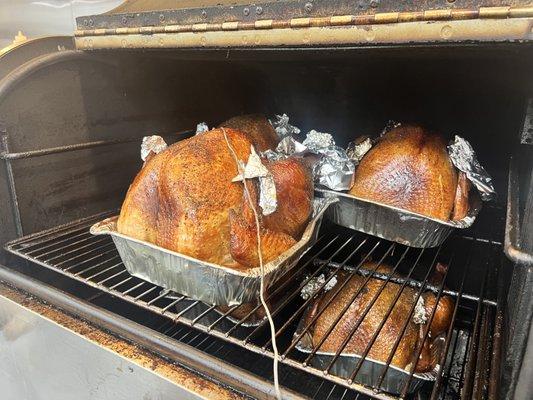 Smoking our turkeys !!