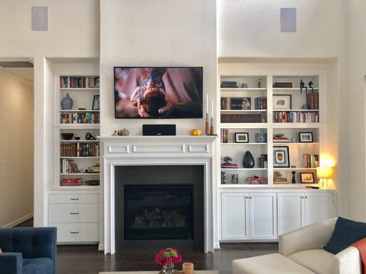 Turn you Livingroom into a talking point with in-wall speakers and a tv mounted over the fireplace.