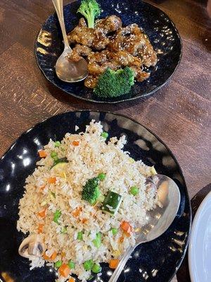 Orange Sesame Beef and Fried Rice