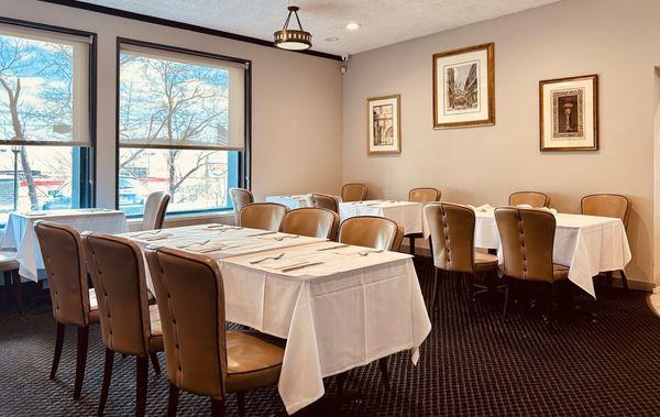 Tables in the main dining room