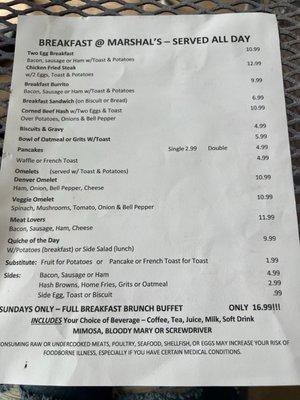 Breakfast menu 5-10-23