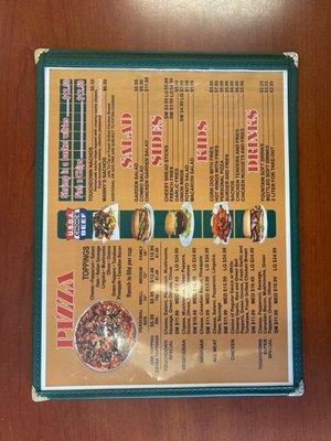 2021 Menu (Back)