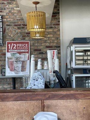 Inside view cashier counter