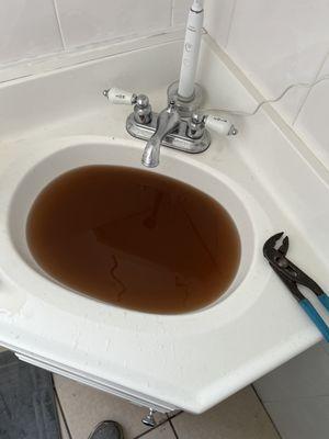 The rust water that came out of a 4 year old water heater. It's worse than a 10 yr old one that's ready to get dumped.