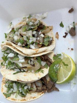 Steak Tacos w/ grilled onions