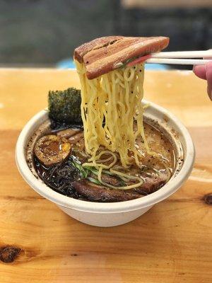 tonkatsu ramen with kakuni (braised pork belly) and black garlic oil 09.16.17