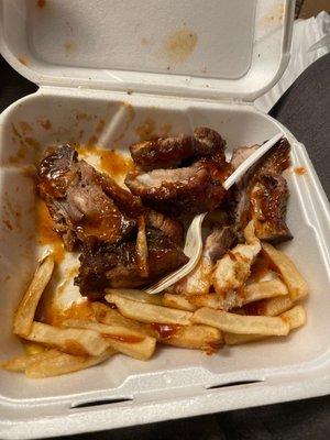 Rib tips and fries. I couldn't stomach anymore.