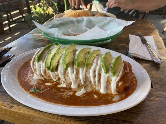 wet burrito with chipotle salsa