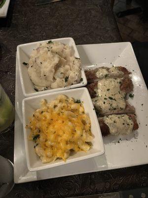 Pecan crusted Chicken, Mac N Cheese, Mashed Potatoes