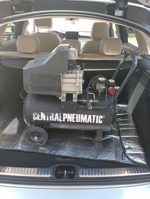 Central pneumatic 8 gallon air compressor.