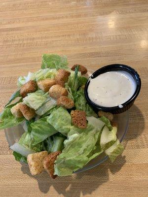 Side salad with Blue Cheese dressing.