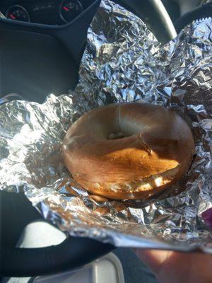 Plain bagel with cream cheese, for my daughter.