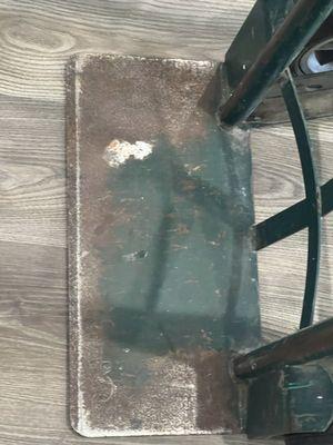 Rusty dolly. He could have just wiped it off or placed a drop cloth under it on the carpet. Chose to have an attitude