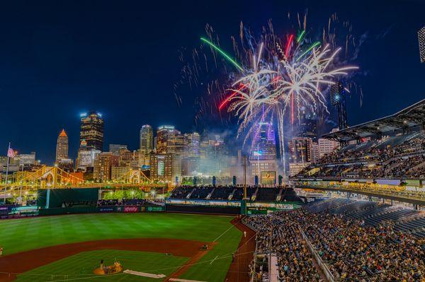 Pittsburgh Pirates firework night from inside PNC Park