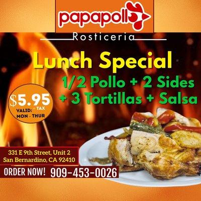 Lunch Special Monday-Thursday