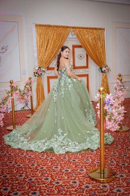 The debutant at her grand entrance