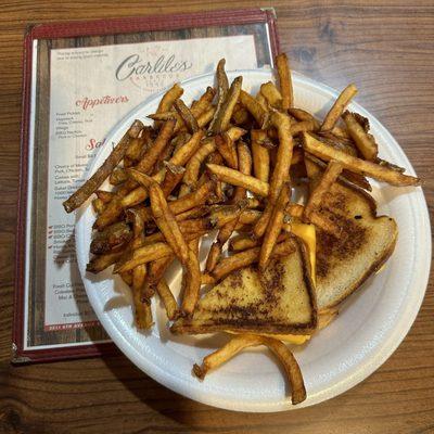 Len's favorite grilled cheese and french fries