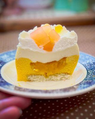 Inside the Coconut Mango mousse cake - it's so light and refreshing- I loved this!