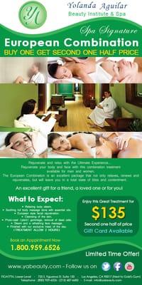 he European Combination is an excellent package that not only relaxes, renews and rejuvenates. Allow 2 hours.