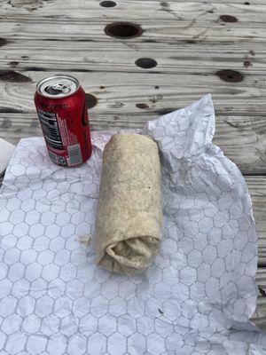 Beef burrito with chunks of meat