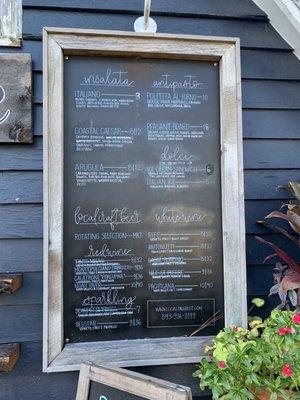 Salad and wine menu