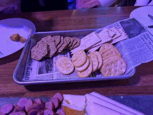 The crackers that come with the charcuterie plate