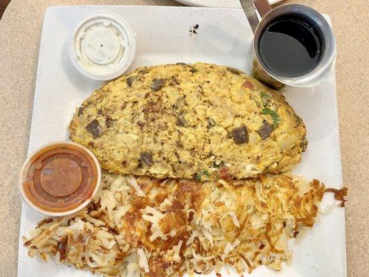 Meli Greek Omelet with Hash Browns