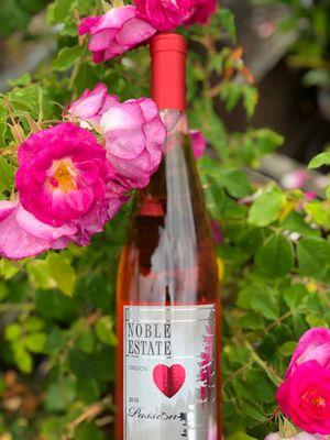 Passion and roses on the Noble Estate Winery garden patio