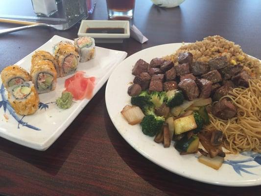 Hibachi sirloin and California roll for lunch.