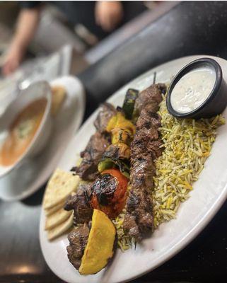 Beef kabob with Dill rice