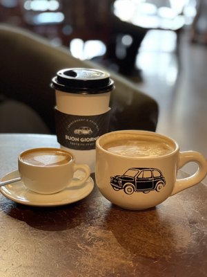 Latte, Americano and a glorious Macchiato