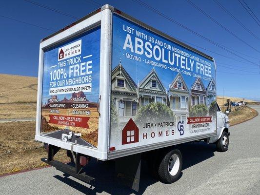 Our new real estate moving truck, wrapped