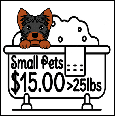 Small Pets 
 (25lbs or Less)
 45 Minutes
 $15.00