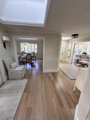 Removed old red Oak floors installed sanded and finished natural seal white oak select