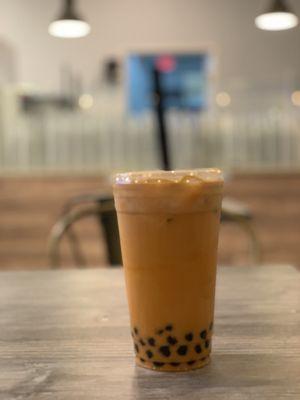 Large boba Thai milk tea