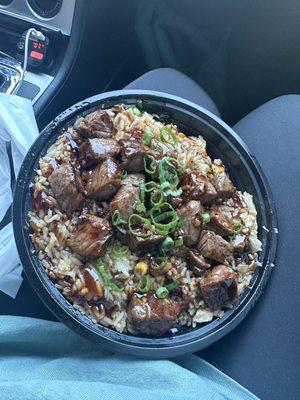 Chicken fried rice with hibachi steak