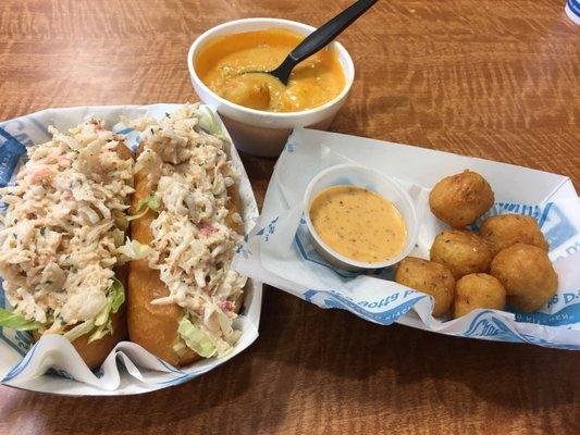 Lobster Feast: mini lobster rolls, lobster bites, and a cup of lobster bisque. Very good for fast food.