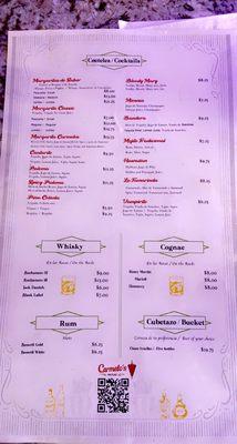 Drink menu