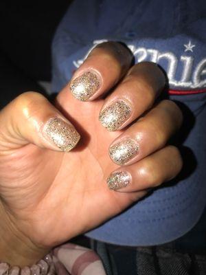 Champagne glitter gel nail set