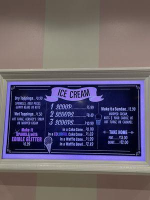 Menu prices