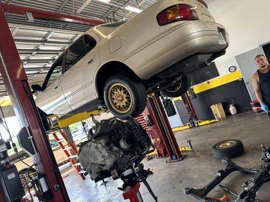 Rebuilt transmission awaits its new home.