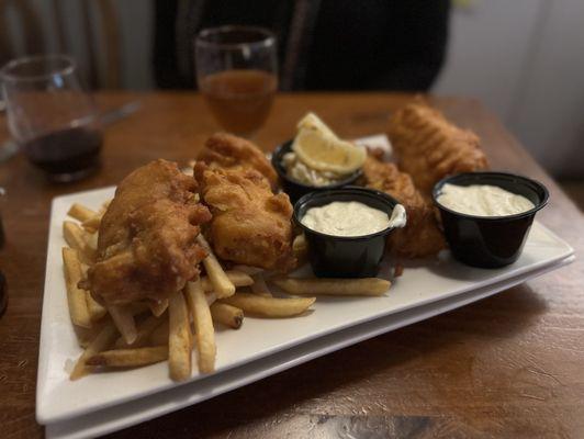 Fish and chips with one extra portion