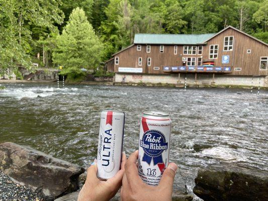 Cheers by the relaxing river.