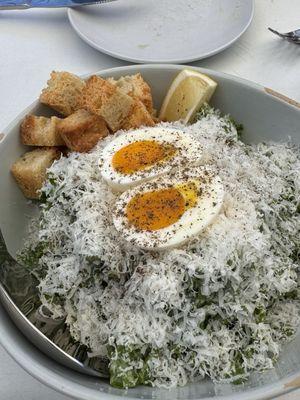 Caesar salad with soft boiled egg