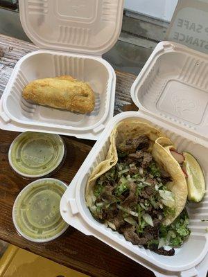 Steak taco & Chicken Empanada