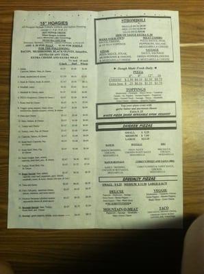 Inside of menu