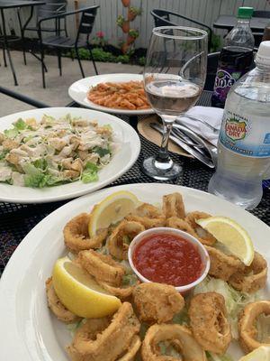 Calamari appetizer, Cesar salad