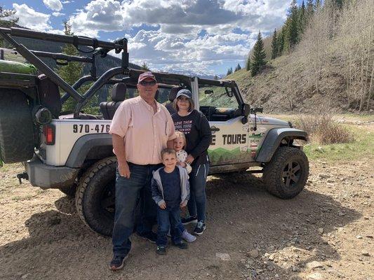 Pic of our crew and the Jeep.