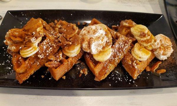 Delicious pumpkin waffles at EggTown in Lithia